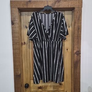 Women's Vneck Elastic Waist Mock Wrap Dress Whimsigoth Business Casual Size 3X